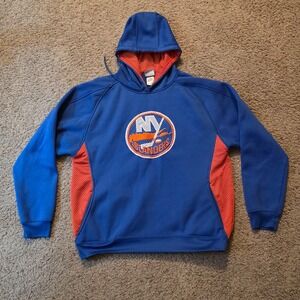 NHL New York Islanders Hoodie Mens XL Blue Orange Mesh Pullover Sweatshirt